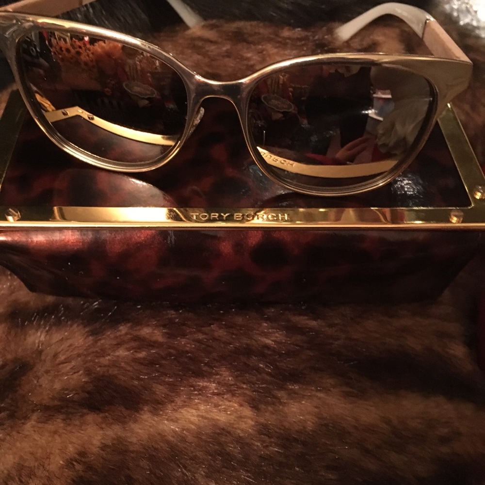Tory Burch wood and enamel Sunglasses